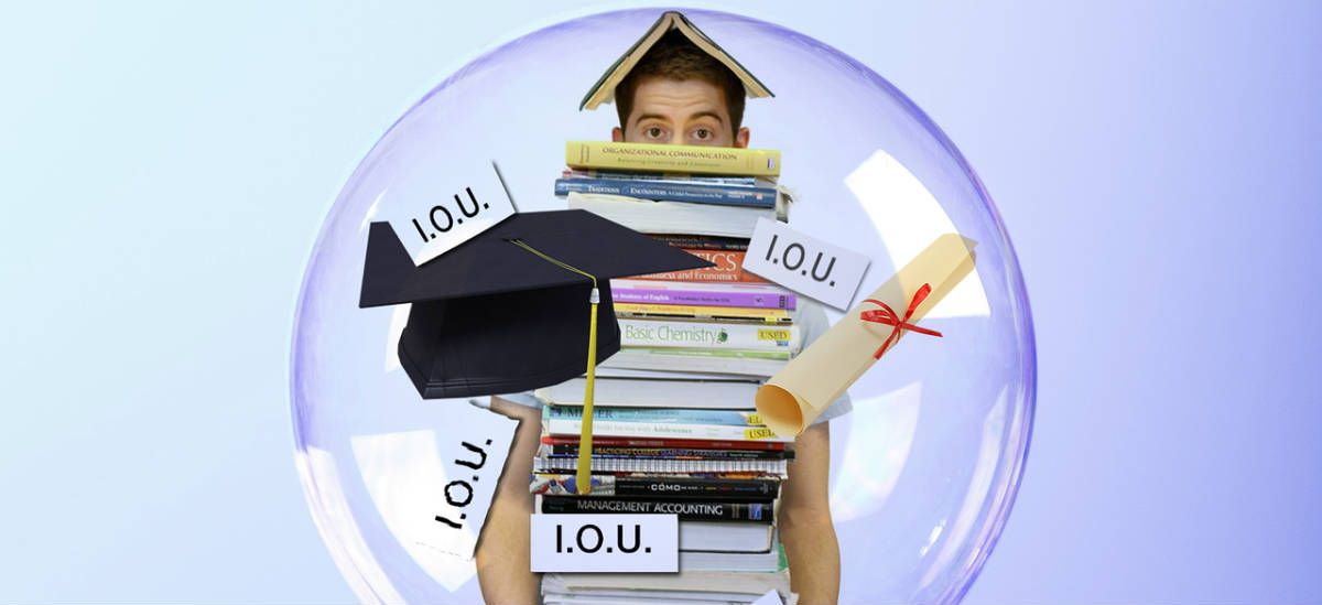Student in a bubble with IOUs