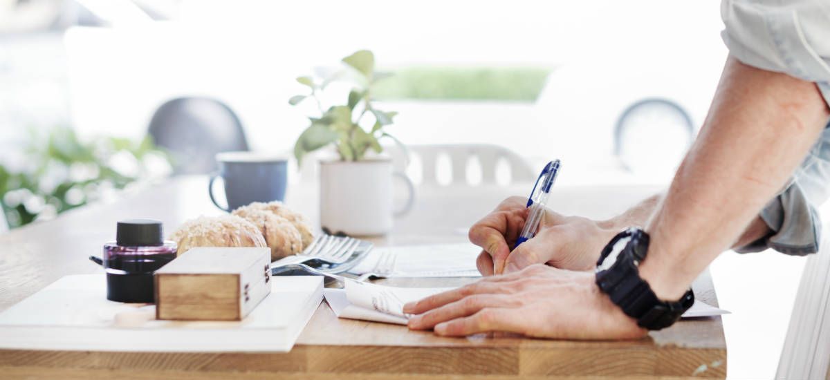 writing at table
